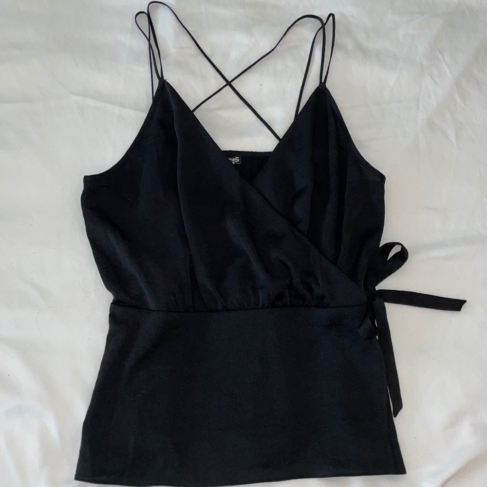 Express silky strap black blouse